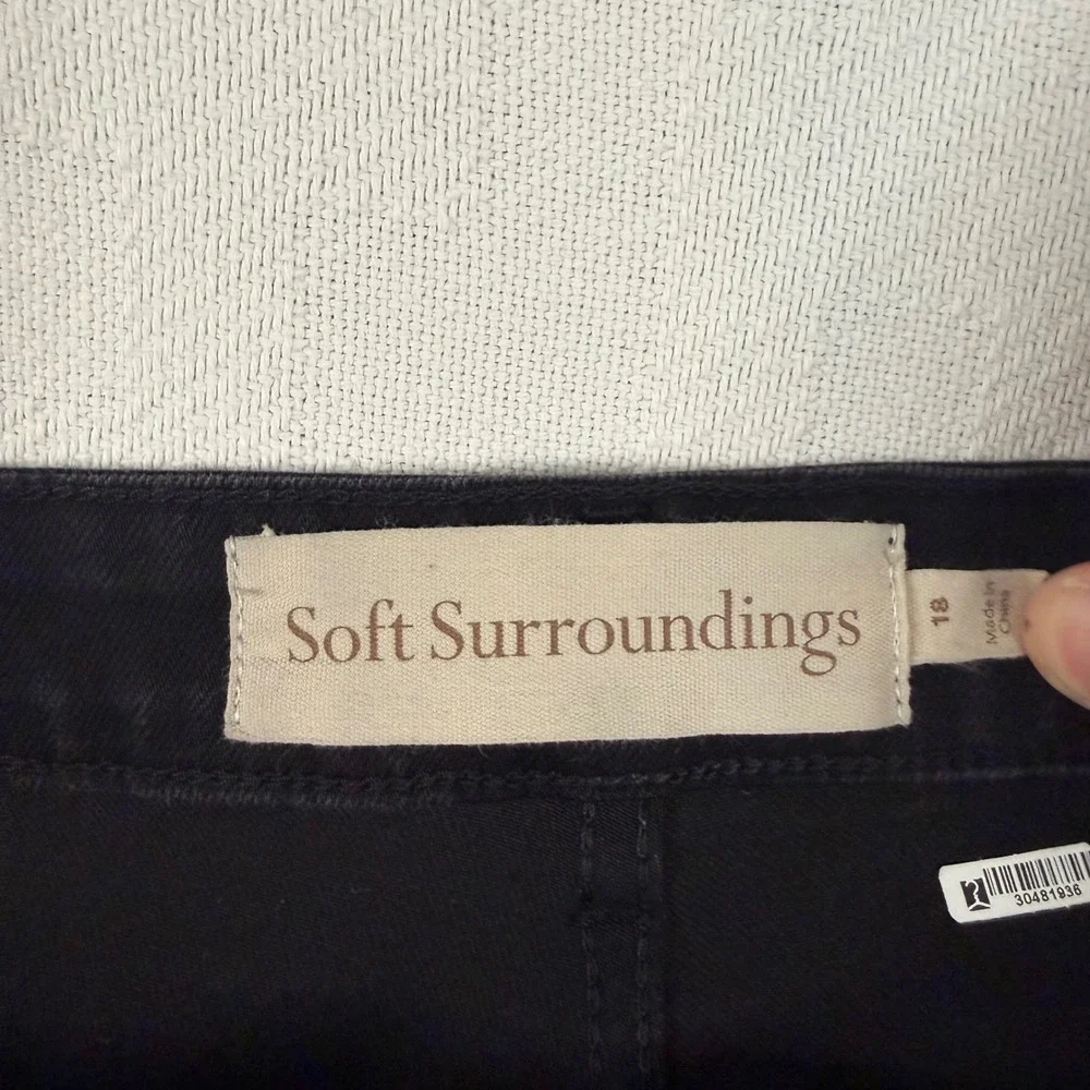 Soft Surroundings Black Straight Leg Denim Jeans Plus Size 18 Stretch 1253